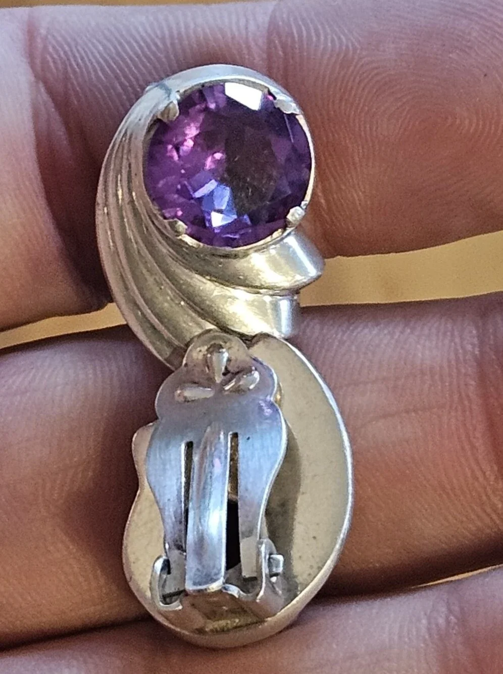 Vintage Taxco 10ctw Color Change Sapphire 950 Sterling Silver Earrings